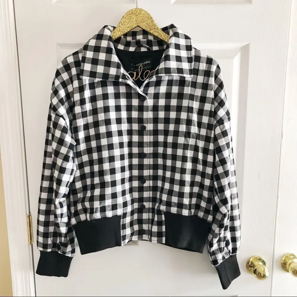 NWT The Fifth Label Black Gingham Bomber Jacket M